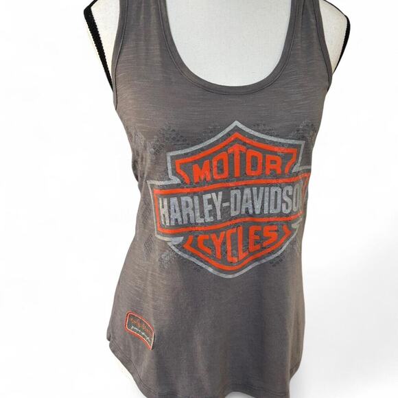 Y2K VTG. Harley Davidson GRAY LOGO SEQUIN TANK TOP SMALL #2 - Picture 3 of 8